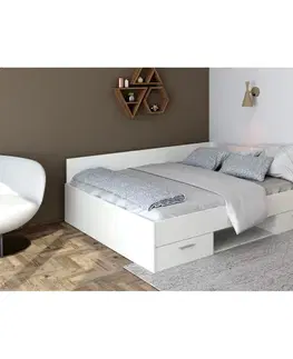 Postele KONDELA Boat 160 posteľový rám s úložným priestorom biela