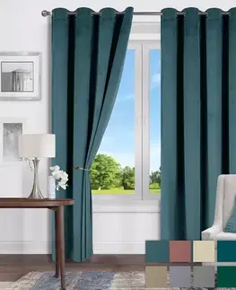 Závesy do spálne Záves na krúžkoch Velvet Karla 61 135x250 modrý