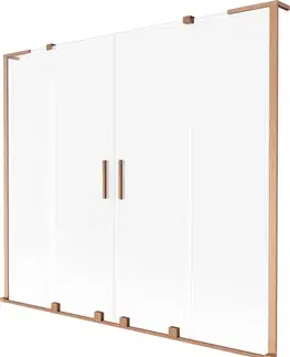 Sprchové dvere MEXEN/S - Velar L Duo dvojkrídlová posuvná vaňová zástena 170 x 150, dekor, meď kartáčovaná 896-170-003-32-65