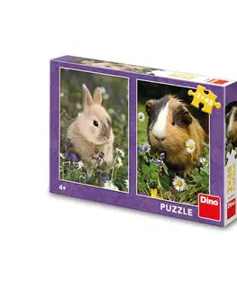 Do 49 dielikov Dino Toys Puzzle Zajačik a morča 2x48 Dino