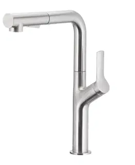 Kuchynské drezy KFA KFA - DUERO DESIGN drezová batéria s otočnou vyťahovacou sprchou a prepínaním, INOX 6623-220-22