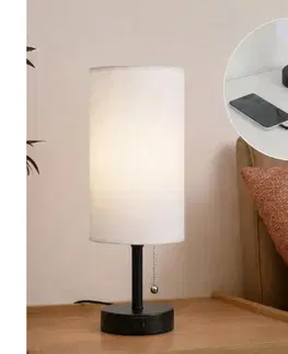 Lampy BRILAGI - Stolová lampa s USB portom TABLON 1xE27/25W/230V čierna/biela BG3666+BG3680