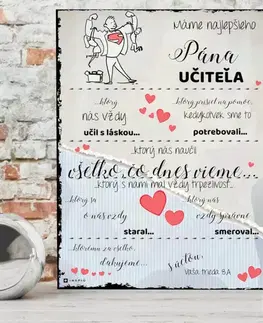 Tabuľky s venovaním (darčeky) Darčeky pre učiteľov - Poďakovanie učiteľovi - tabuľka na stenu