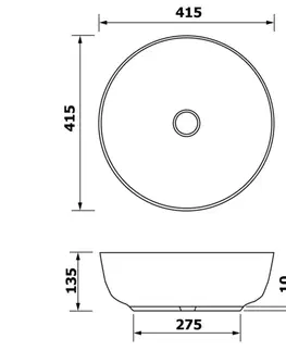 Umývadlá SAPHO - PRIORI keramické umývadlo na dosku, priemer 41,5cm, bronz PI032