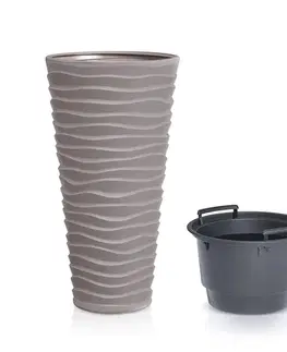 Kvetináče a truhlíky NABBI DPSA400 vysoký plastový kvetináč 38,7 cm mocca