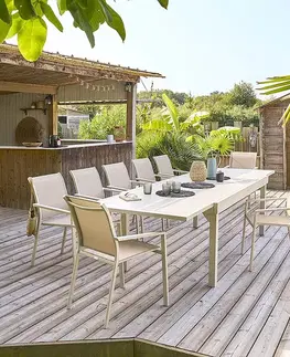 Stolčeky DEOKORK Hliníkový stôl VALENCIA 200/320x100 cm (ivory)