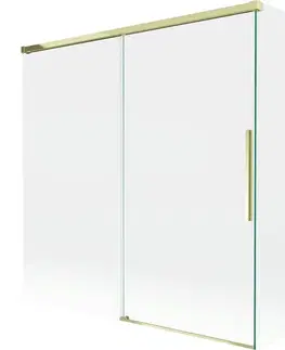 Sprchové dvere MEXEN/S - Rox L vaňová zástena 2-krídlová posuvná 170 + 70 x 150, transparent, zlatá 8C9L-170-070-50-00