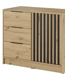 Komody do spálne Komoda Nelly 2D Dub Artisan/Čierna
