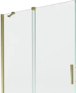 Sprchové dvere MEXEN/S - Velar Dvojkrídlová posuvná vaňová zástena 120 x 150, transparent, zlatá 896-120-000-01-50