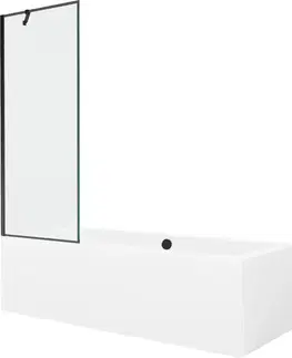 Sprchové dvere MEXEN/S - Cube obdĺžniková vaňa 180 x 80 cm s panelom + vaňová zástena 70, čierna vzor 550518080X9507007070