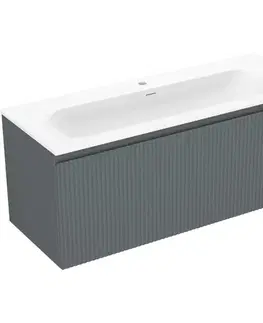 Kúpeľňový nábytok MEXEN/S - Rivel kúpeľňová skrinka 120 cm s umývadlom Vela, 1 šuplík, reliéf, grafit mat/biela mat - 91A20-12047-1-BF66-W23M0 91A20-12047-1-BF66-W23M01