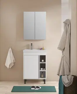 Kúpeľňový nábytok Kúpeľňová zostava s umývadlom a zrkadlovou skrinkou Naturel Lucca 59x70x45 cm biela lesk LUCCASET60W LUCCASET60W