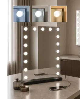 Kúpeľňové zrkadlá BRILAGI - LED stmievateľné make-upové zrkadlo HOLLYWOOD LED/15W/230V 55x70 cm čierne FG-M2-WS40-5570-BLK