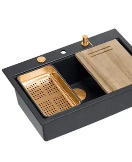 Kuchynské drezy Quadron Quadron - Granitový drez MARC 110 WORKSTATION Black Metallic Oceľ HQM7650U8_BS