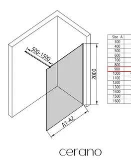 Sprchové dvere CERANO - Sprchová zástena Walk-in Onyx Cube Ľ/P - 8 mm - hranatá vzpera - čierna matná, bronzové sklo - 90x200 CER-686545