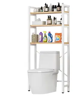 Regály a poličky KONDELA Balram regál nad wc dub natural / biela