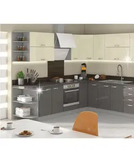 Kuchynské dolné skrinky KONDELA Prado 90/90 DN BB dolná kuchynská skrinka sivý vysoký lesk / sivá