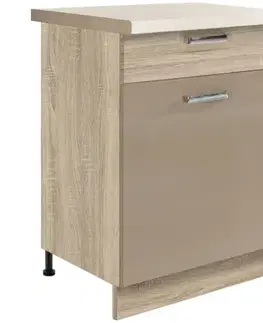 Kuchynské skrinky stojace Kuchynská skrinka Premio 5D sonoma/cappuccino lesk