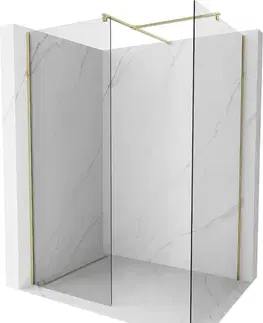 Sprchové dvere MEXEN/S - Kioto Sprchová zástena WALK-IN 110 x 105, transparent, zlatá 800-110-202-50-00-105
