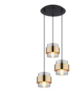 Svietidlá Globo 15560-3H - Luster na lanku MILEY 3xE27/60W/230V čierna/mosadz 15560-3H