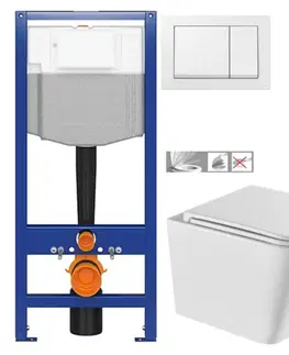 Závesné wc sety CERSANIT predstenový inštalačný systém s bielym tlačidlom K97-516 + WC INVENA FLORINA /VÍROVÉ SPLACH/ WITH SOFT  se sedlem RIMLESS K97-526 516 FL1