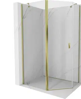 Sprchovacie kúty MEXEN/S - Mistsprchovací kút päťboký krídlový asymetrický 90 x 80, transparent, zlato 8A8-090-080-50-00