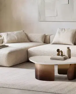 Konferenčné stolíky DELIFE Konferenčný stolík Marvello 100x50 cm mramor biela kov zlatá Fusion povrchová úprava