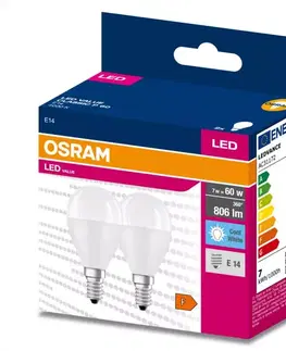 Žiarovky E14 Žiarovka LED OSRAM E14 P45 7W 4000K 2ks