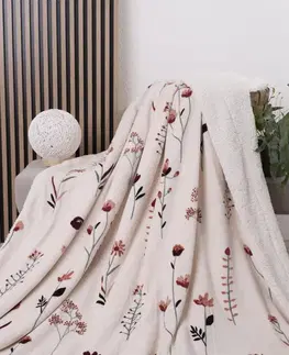 Deky MKLozkoviny.sk Baránková deka mikroplyš Exclusive 150 × 200 cm – Vlčie maky bežové