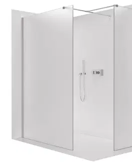 Sprchovacie kúty CERANO - Sprchová zástěna Walk-in Onyx T L/P - 8 mm - hranatá vzpěra - chrom, mléčné sklo - 90x60x200  CER-8050BD2646