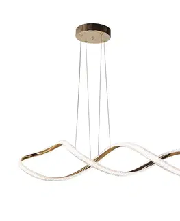 Stropná svetla SNELLO lampa wisząca złoty 32W LED 3000, 4500, 6500K kryształki bezbarwne