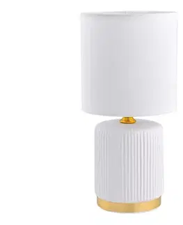 Lampy Zuma Line HS8720-WH - Stolná lampa 1xE14/40W/230V biela/zlatá HS8720-WH
