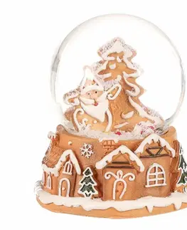 Vianočné dekorácie Vianočné snežítko Perníkový Santa Claus, polyresin, 9 cm