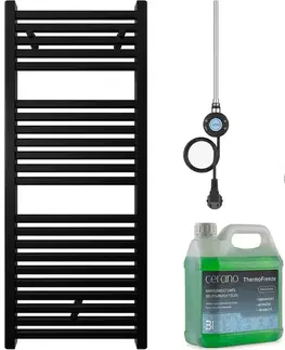 Doplnky do kúpeľne CERANO - Kúpeľňový elektrický radiátorový set Donovan - WIFI - 300W - čierna matná - 1200x500 mm CER-680544