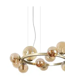 Svietidlá Ideal Lux - LED luster na lanku PERLAGE 11xG9/3W/230V pr. 73 cm zlatá/dýmová 322773