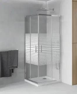 Vane MEXEN/S - Rio Sprchovací kút štvorcový 70x70, transparent / dekor, chróm + vanička so sifónom 860-070-070-01-20-4010