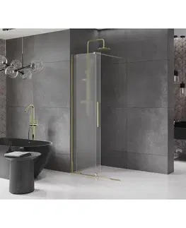 Sprchové dvere MEXEN/S - Velar Sprchová zástena posuvná Walk-in 75 x 200, dekor 8 mm, zlato 871-075-000-33-50