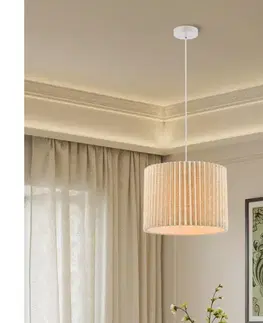 Svietidlá BRILAGI - Závesný luster NORDIC WAVE 1xE27/15W/230V, priemer 32 cm, ľan/biela BRI395