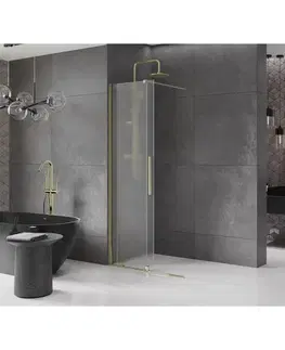 Sprchové dvere MEXEN/S - Velar Sprchová zástena posuvná Walk-in 70 x 200, dekor 8 mm, zlato 871-070-000-33-50