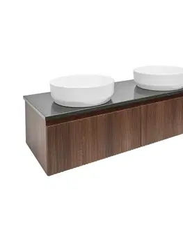 Kúpeľňový nábytok Kúpeľňová skrinka s doskou z umelého kameňa SAT Evolution 118x30x44, 8 cm orech mat SATEVO120NATK SATEVO120NATK