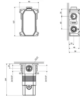 Sanitárna keramika OMNIRES - Y element podomietkové batérie sprchová/vaňová 3-výstupová BOX48X