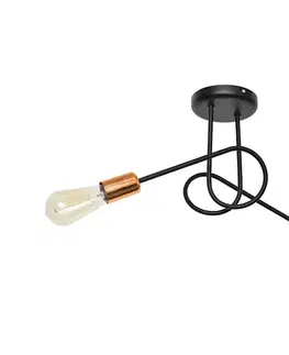 Svietidlá  Prisadený luster OXFORD 2xE27/15W/230V čierna W-2016/2 BK+BR/H