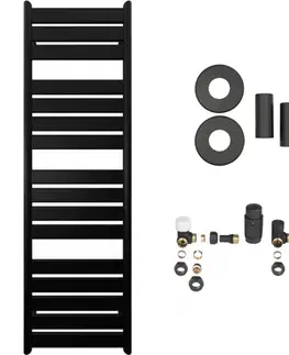 Doplnky do kúpeľne CERANO - Koupelnový radiátorový set Arturo - ústřední vytápění - boční připojení - 859W - černá matná - 1600x500 mm CER-663304