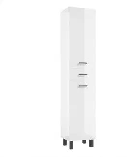 Vysoké kúpeľňové skrinky Vysoká skrinka do kúpeľne  NOVELTY C35 2D1S biely