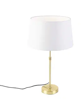 Stolné lampy Stolná lampa zlatá/mosadzná s bielym ľanovým tienidlom 35 cm - Parte