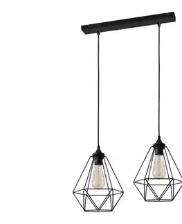 Svietidlá  Luster na lanku KARO 2xE27/15W/230V W-L 1311/2 BK-B