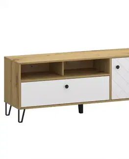 RTV stolíky v podkrovnom štýle TV Stolík Sorrento B 2d Dub Artisan/Biely