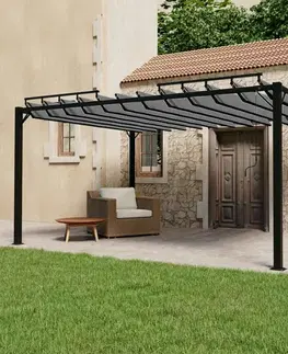 Záhradné pergoly Pergola s lamelovou strechou 3 x 4 m hliník / látka Dekorhome