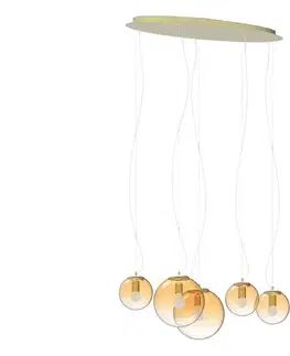 Svietidlá Ideal Lux - Luster na lanku MAPA 5xE27/42W/230V zlatá/dymová 346588