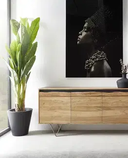 Komody DELIFE Komoda Stonegrace 200x45 cm akácia prírodná 4 dvierka s hranou z masívu